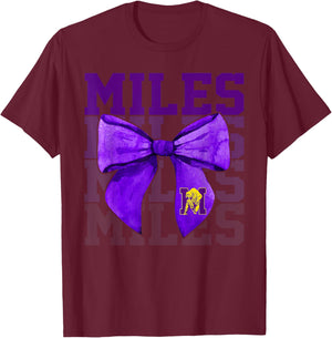 Miles College Bow Vintage Athletics Girls Women T-Shirt - T-Shirt | Maroon