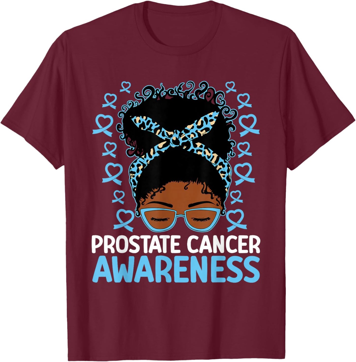 Prostate Cancer Awareness African American Messy Bun T-Shirt - T-Shirt | Maroon