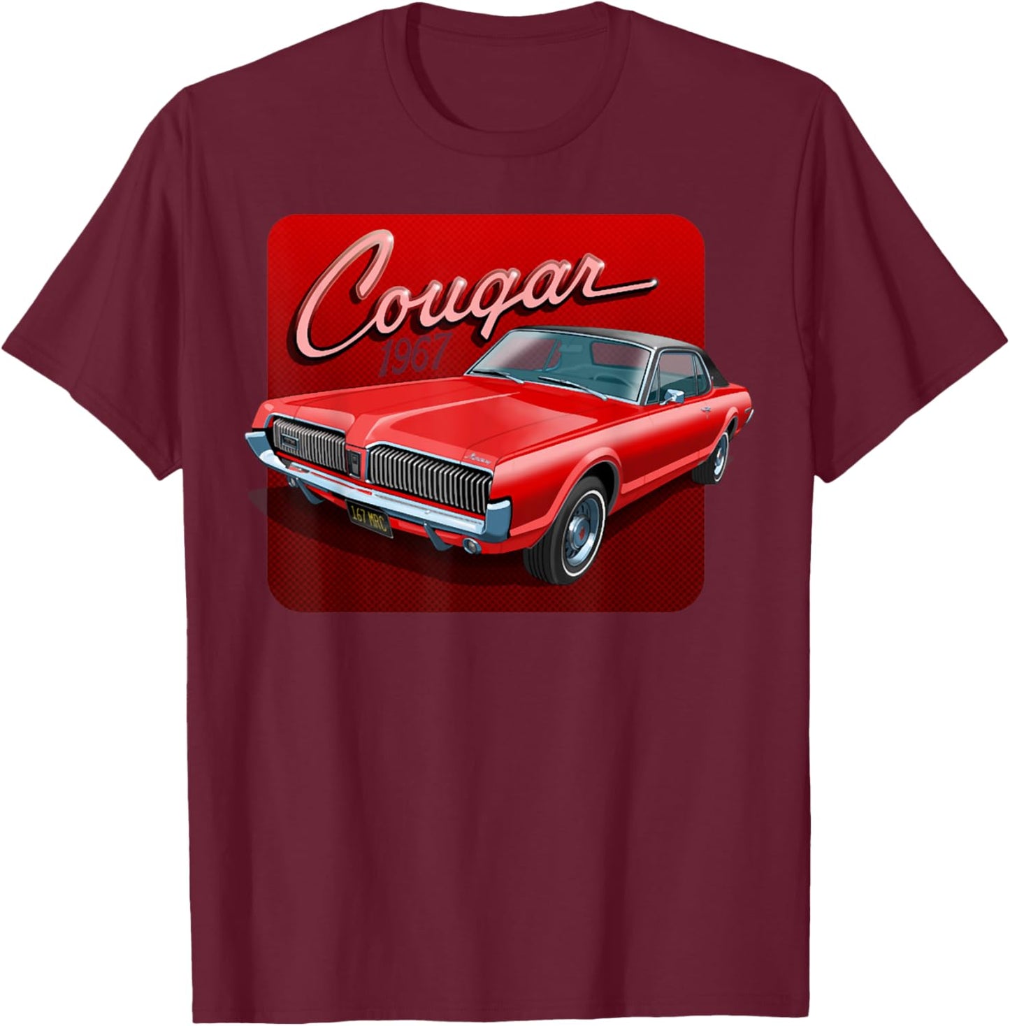 1967 Mercury classic Cougar Vinatge cars T-Shirt - T-Shirt | Maroon