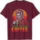 Werewolf Drinking Coffee with Sunset Scary Halloween T-Shirt - T-Shirt | Maroon