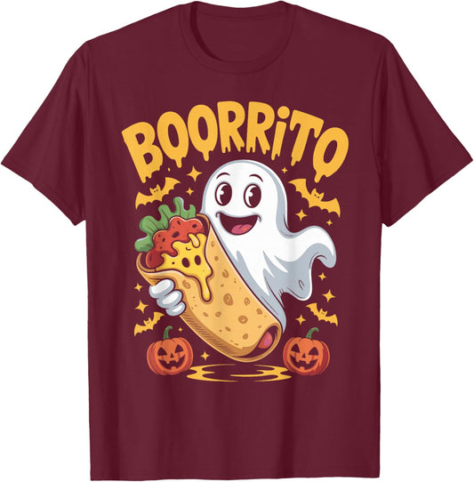 Boorrito Funny Boo Spooky Ghost Burrito Halloween Costume T-Shirt - T-Shirt | Maroon