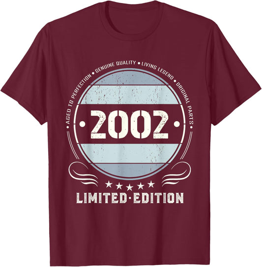 Vintage 2002 T Shirts Retro Funny 2002 Birthday T-Shirt - T-Shirt | Maroon