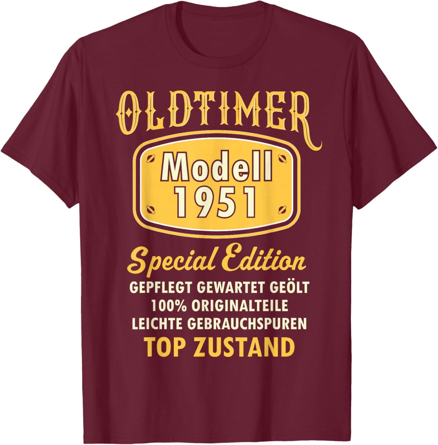 1951 Birthday Man 75th Decoration Funny 75s 75th Birthday T-Shirt - T-Shirt | Maroon
