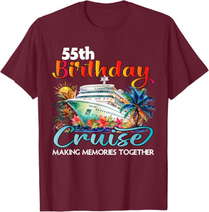 55th Birthday Cruise 2026 Family Cruise Vacation Birthday T-Shirt - T-Shirt | Maroon