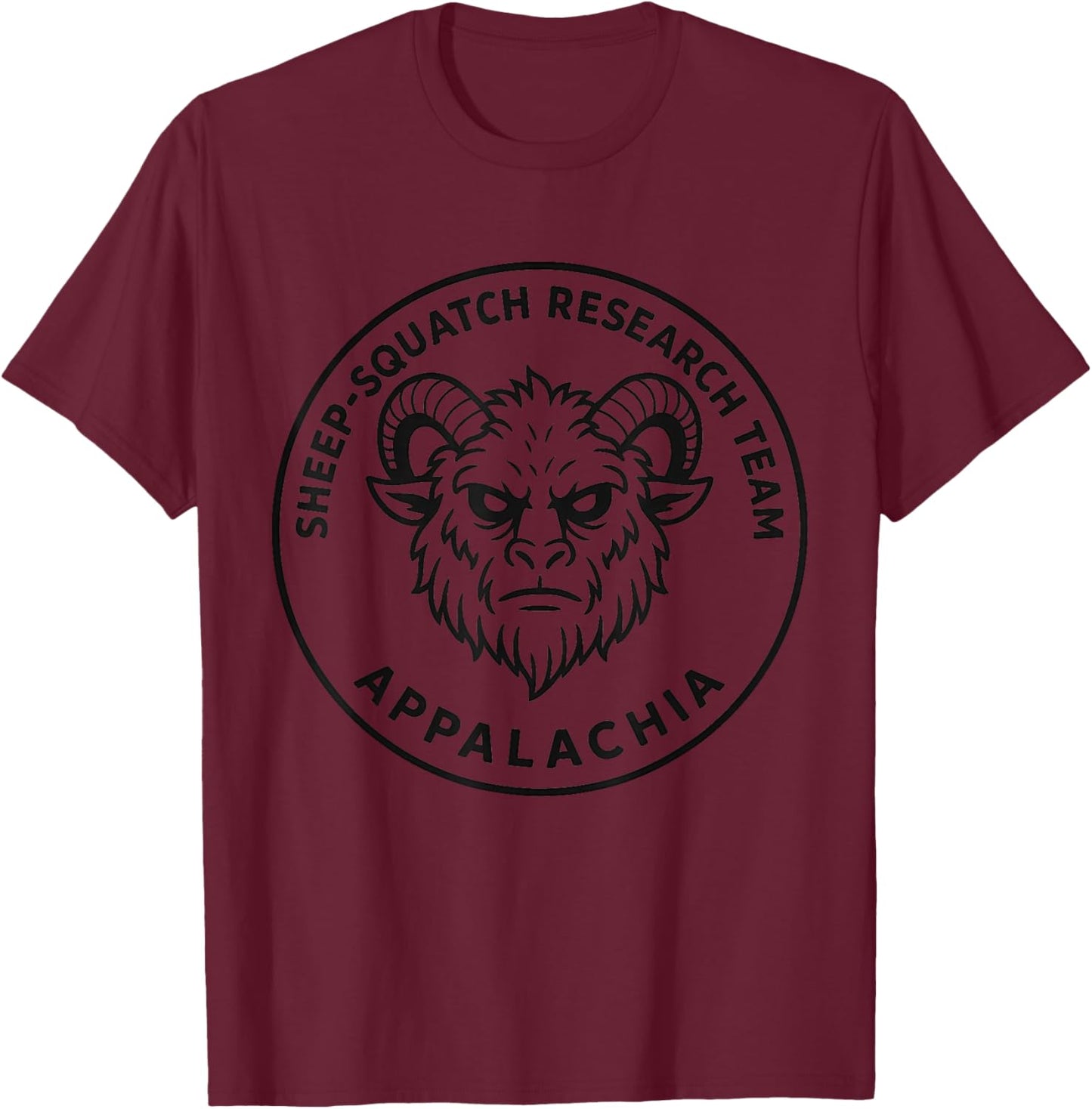 Sheep-Squatch Research Team Appalachian Cryptid T-Shirt - T-Shirt | Maroon