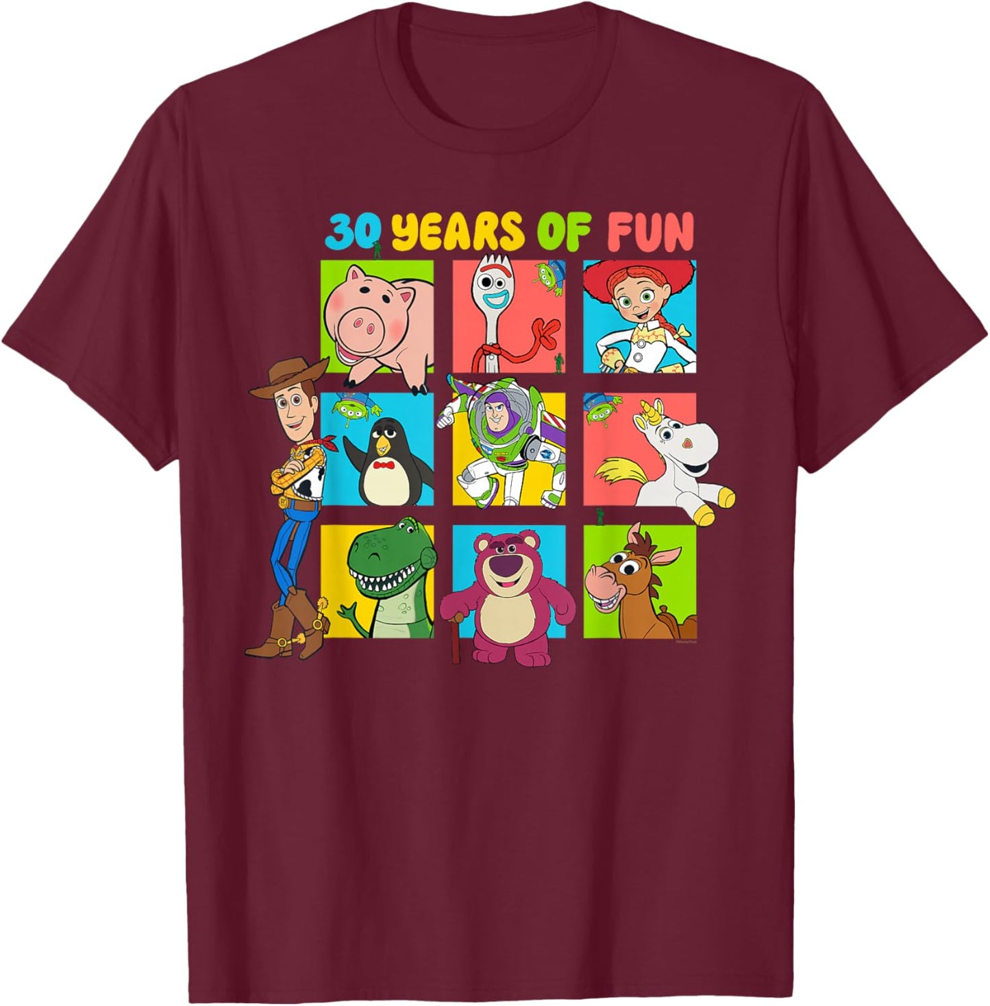 Disney & Pixar's Toy Story 30th Anniversary 30 Years of Fun T-Shirt - T-Shirt | Maroon