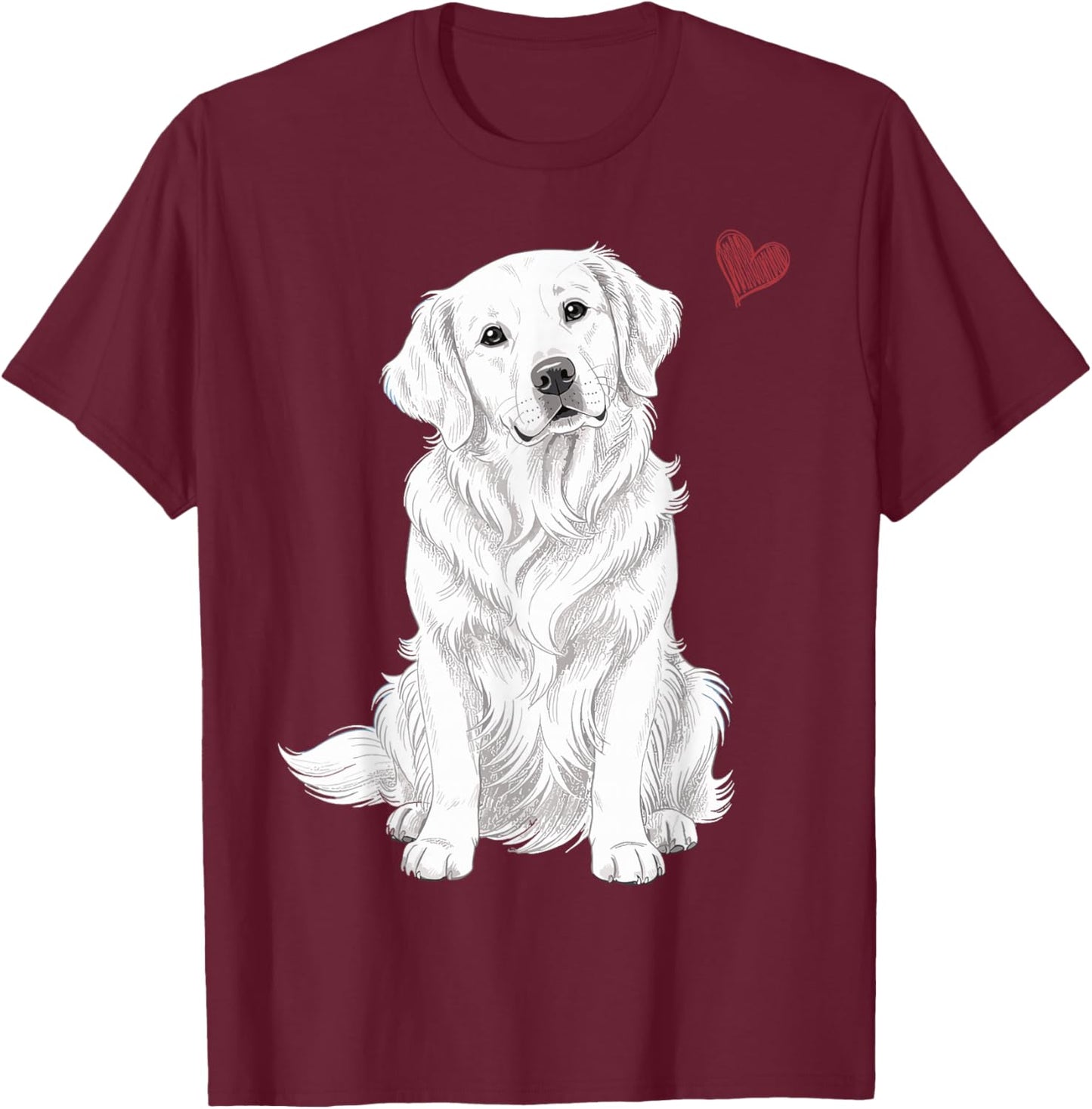 White English Cream Golden Retriever, White Golden Retriever T-Shirt - T-Shirt | Maroon