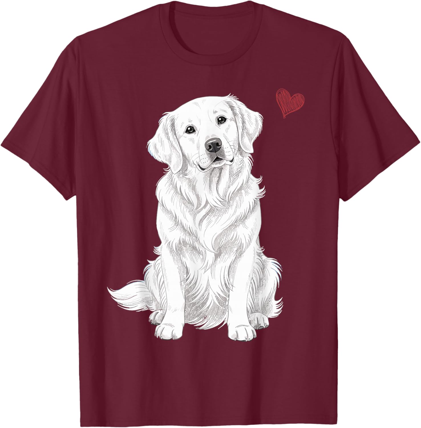 White English Cream Golden Retriever, White Golden Retriever T-Shirt - T-Shirt | Maroon