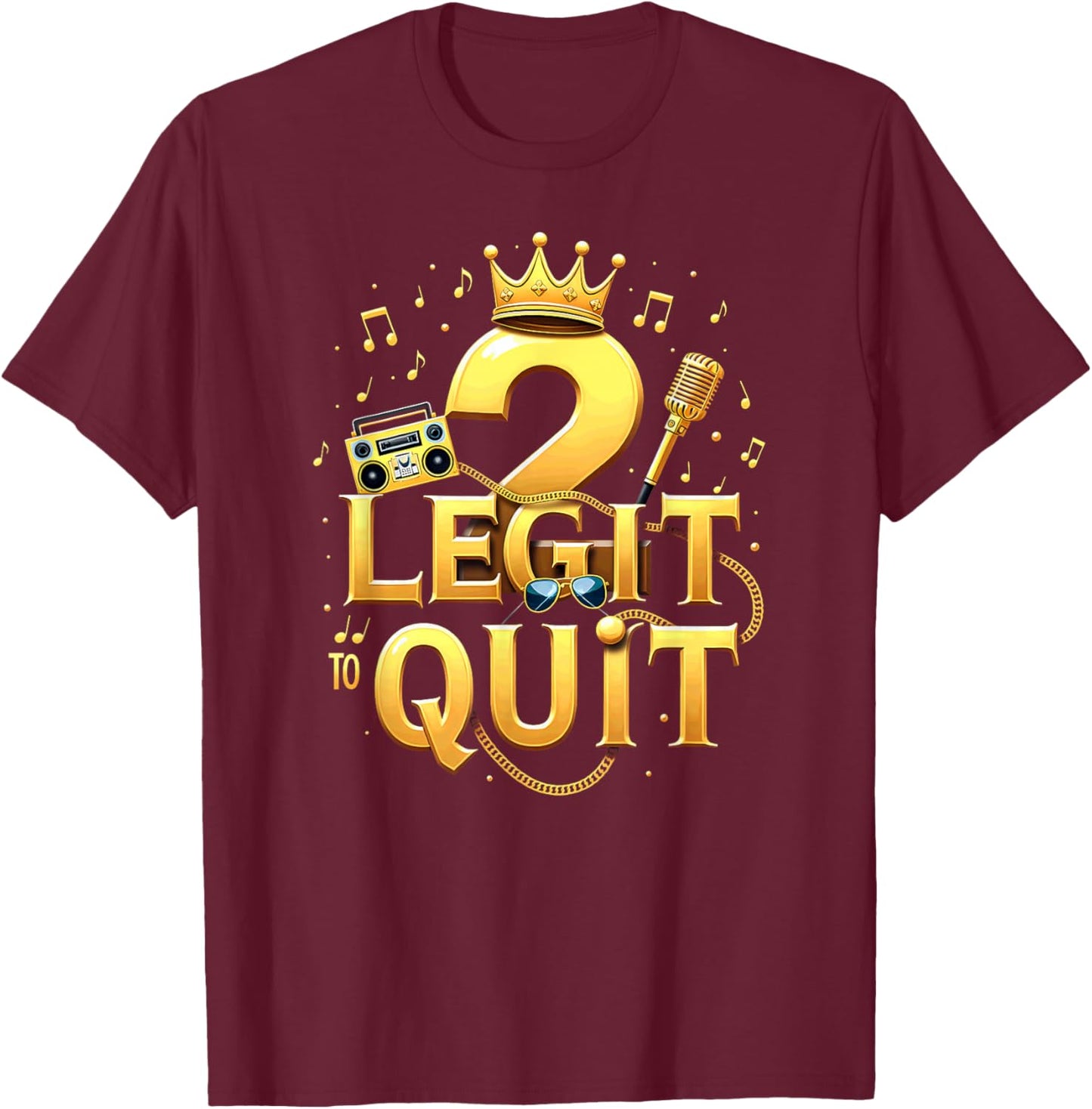 2 Legit to Quit Hip Hop Boombox 2nd Birthday Boy T-Shirt - T-Shirt | Maroon