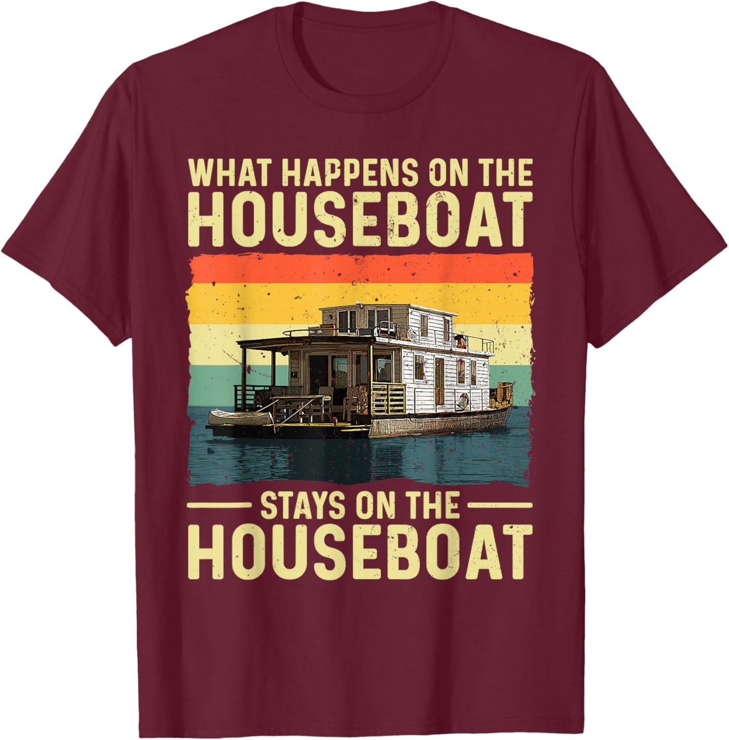 Houseboat Design Women House Boat Captain Houseboat T-Shirt - T-Shirt | Maroon