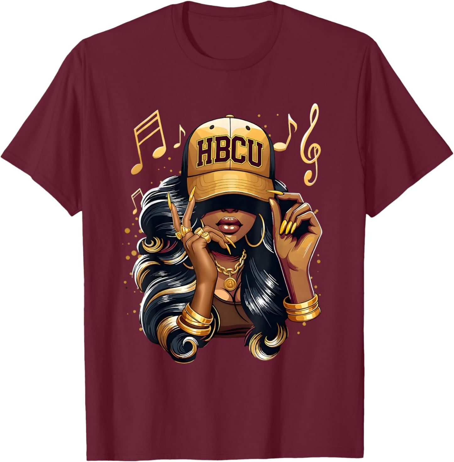 HBCU Beautiful Black Educated Melamin Afro Girl Women T-Shirt - T-Shirt | Maroon