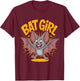 Bat Girl Cute Cartoon Flying Animal Theme Night Party T-Shirt - T-Shirt | Maroon