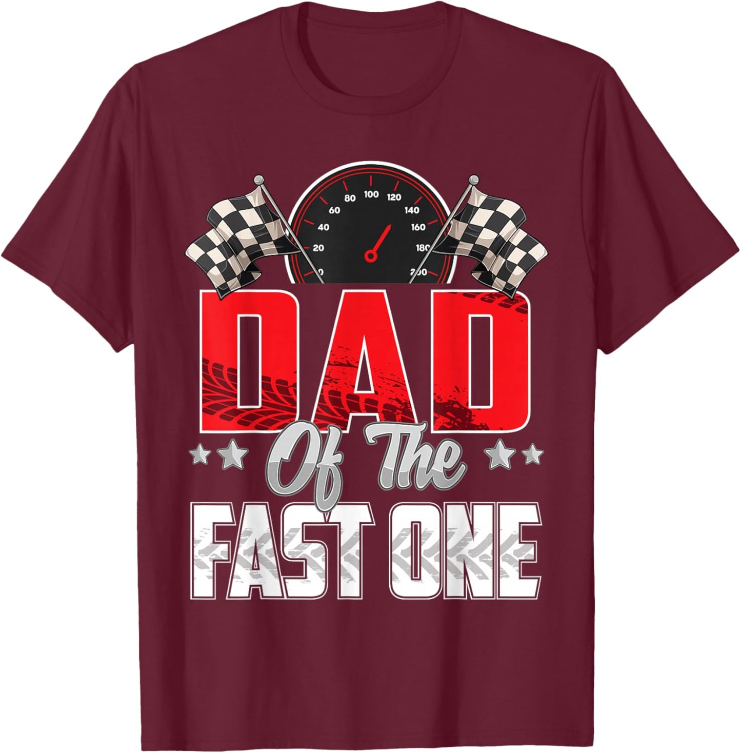1 year old racing car fast one birthday 1st Family Dad T-Shirt - T-Shirt | Maroon
