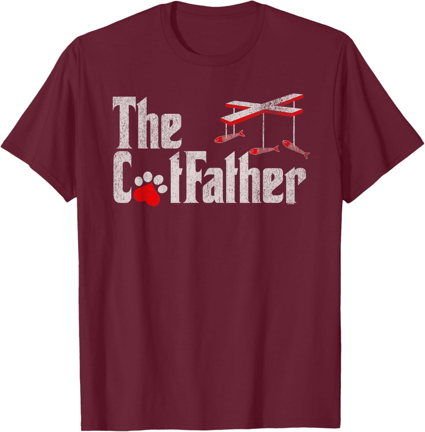 Funny Cat Dad Parody Cat Father Feline Lover T-Shirt - T-Shirt | Maroon