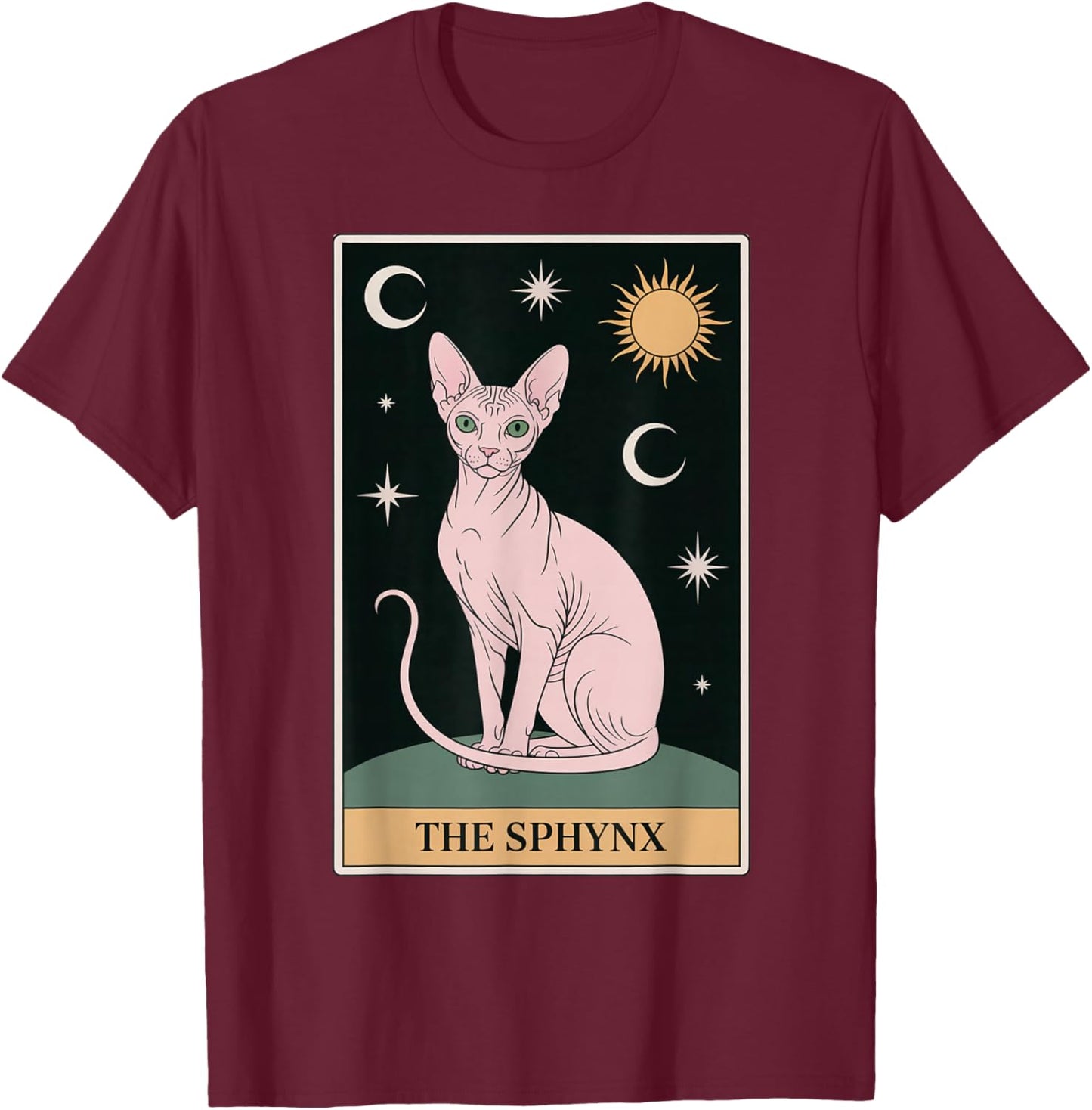 The Sphynx Tarot Card Cat Dad Hairless Cat Pet Sphynx Cat T-Shirt - T-Shirt | Maroon