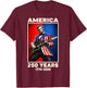Retro Abraham Lincoln Playing Guitar 250th Anniversary USA T-Shirt - T-Shirt | Maroon