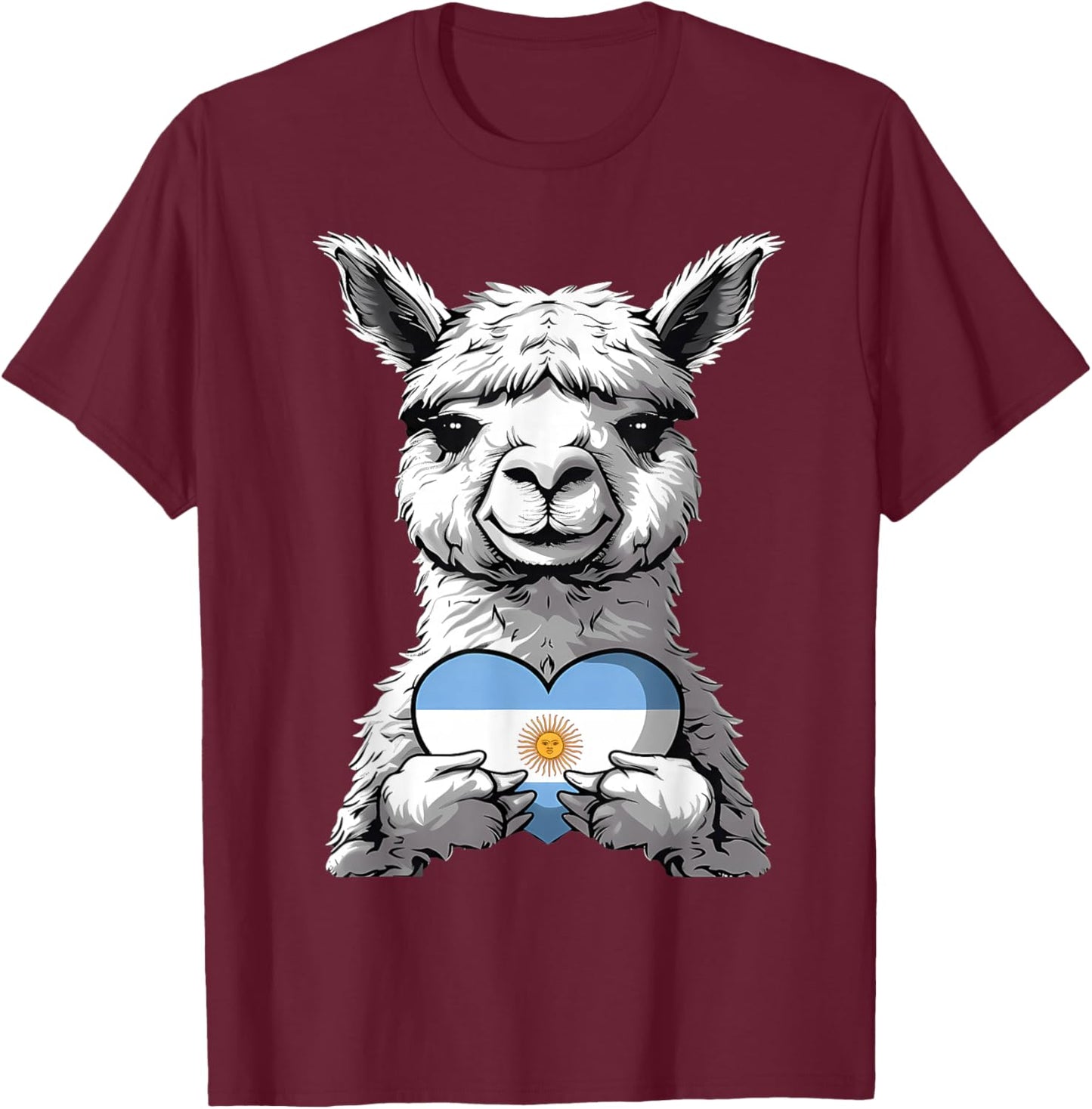 Argentina Pride Llama Argentinian Flag Alpaca T-Shirt - T-Shirt | Maroon