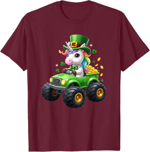 Leprechaun Unicorn Lucky Shamrock St Patrick’s Day T-Shirt - T-Shirt | Maroon