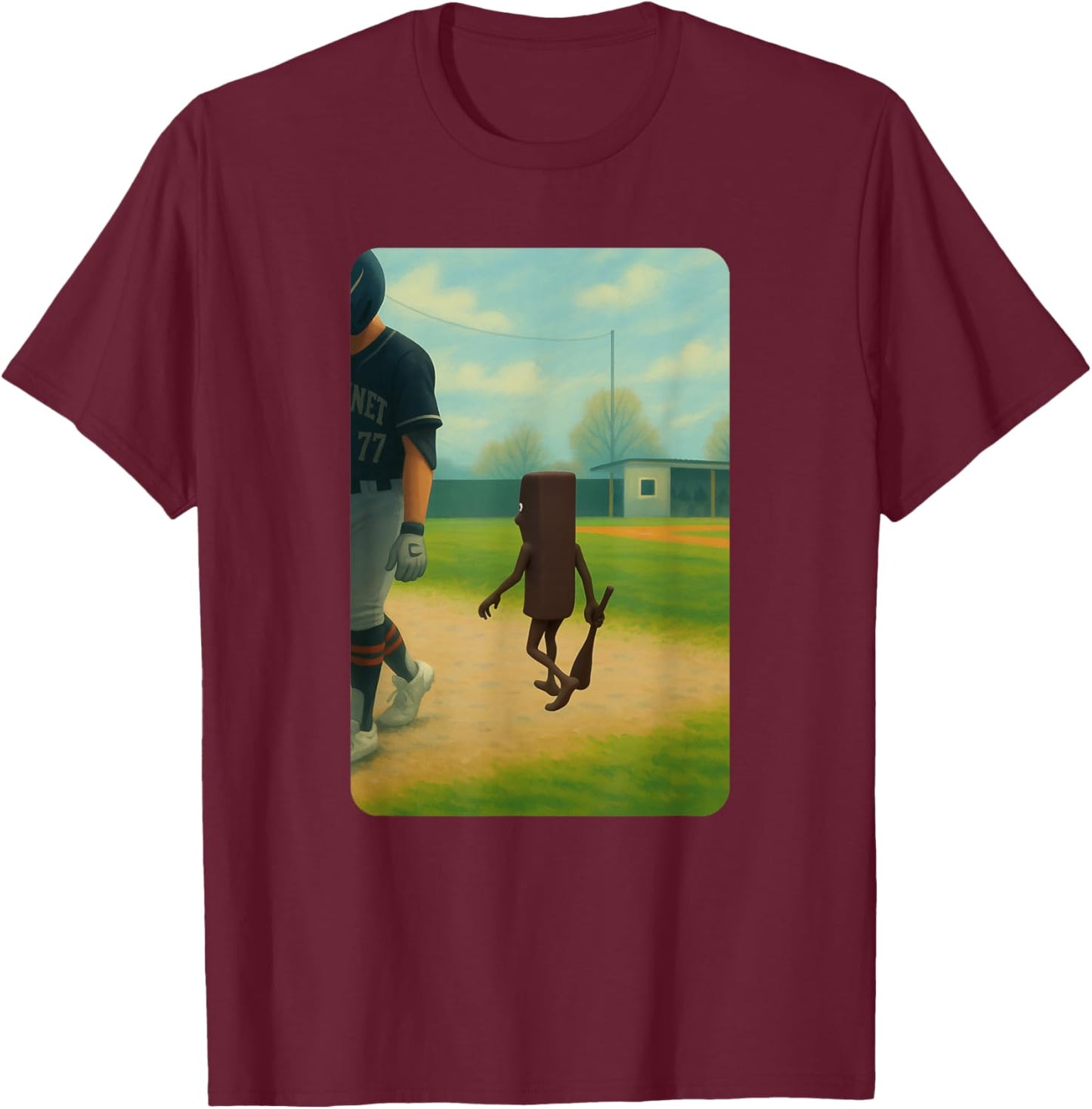 Tung Tung Tung Sahur Baseball Meme T-Shirt - T-Shirt | Maroon