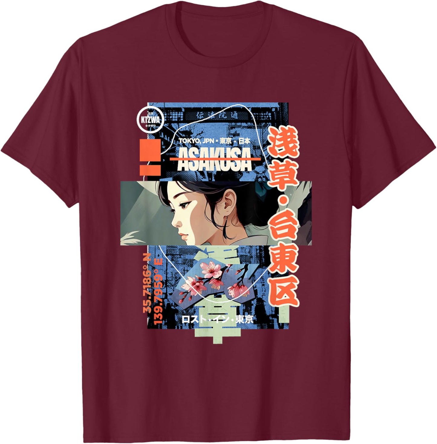 Japanese Retro Vintage 90s 80s Streetwear Tokyo Anime Manga T-Shirt - T-Shirt | Maroon