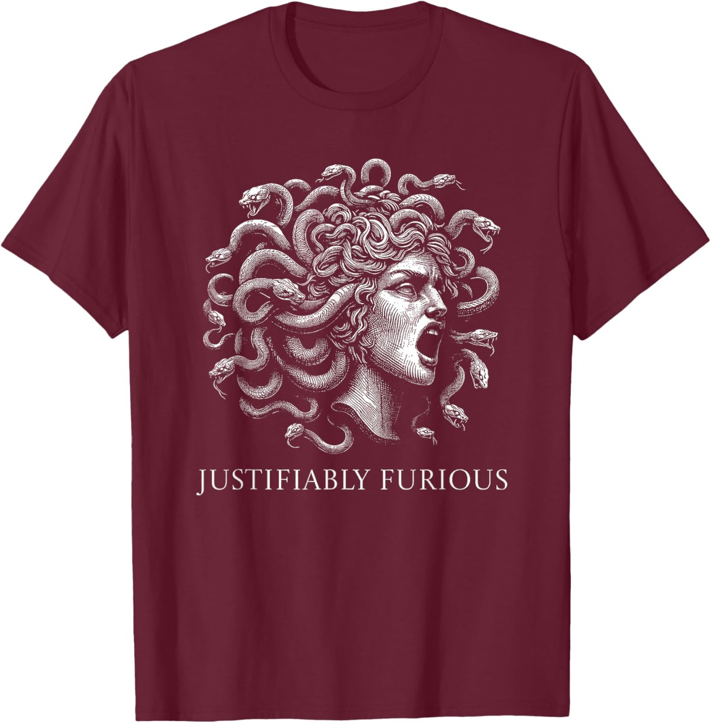 Anti Trump Resist Democrat President Liberal Justifiably Furious Medusa Greek Mythology Feminist Rage T-Shirt - T-Shirt | Maroon