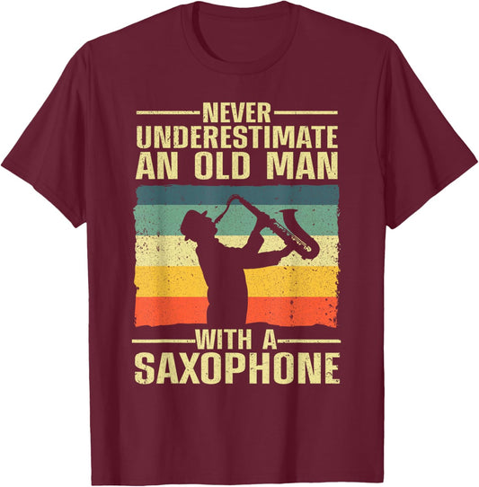 Funny Saxophone Design Dad Orchestra Saxophone Lover T-Shirt - T-Shirt | Maroon