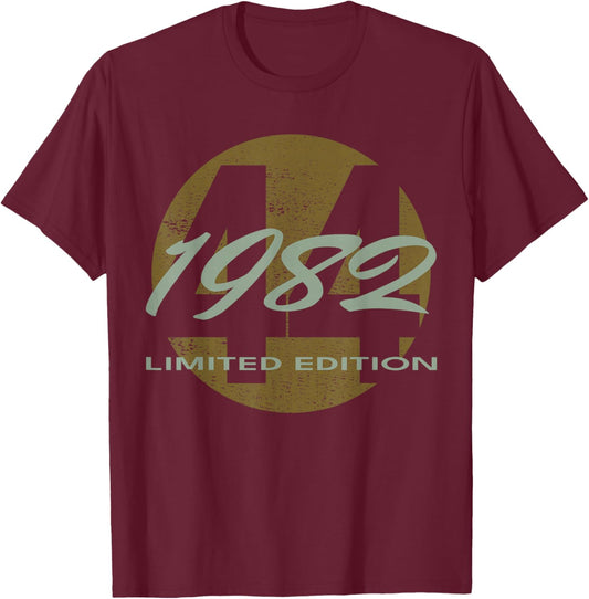 44th Birthday Man Woman 44 Years 1982 Funny Gift T-Shirt - T-Shirt | Maroon