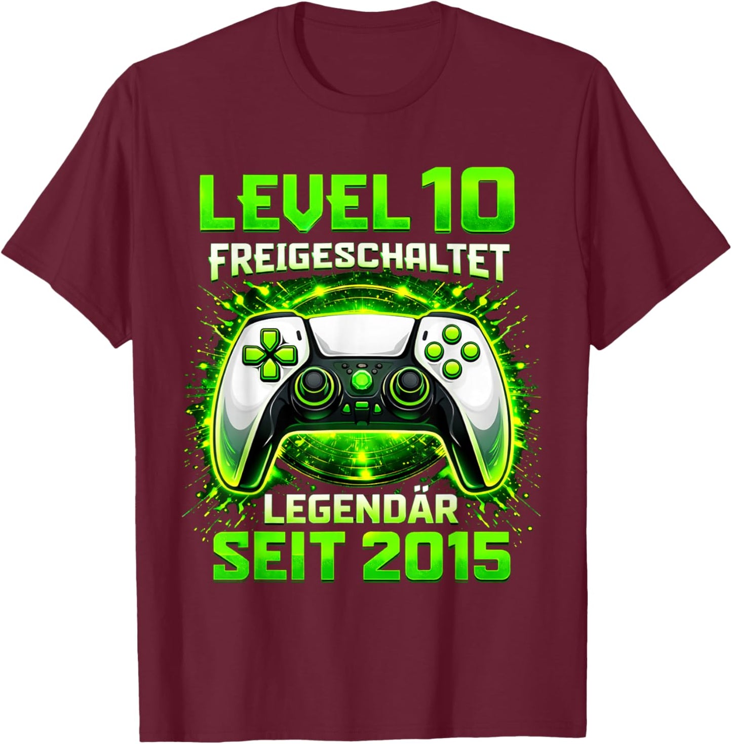 Level 10 Birthday Boy Gamer Funny 2016 10th Birthday T-Shirt - T-Shirt | Maroon