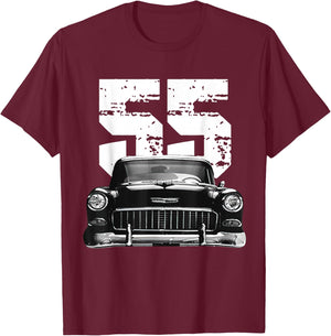 1955 55 Bel air Vintage 50s Silhouette Classic Old Hot Rod T-Shirt - T-Shirt | Maroon
