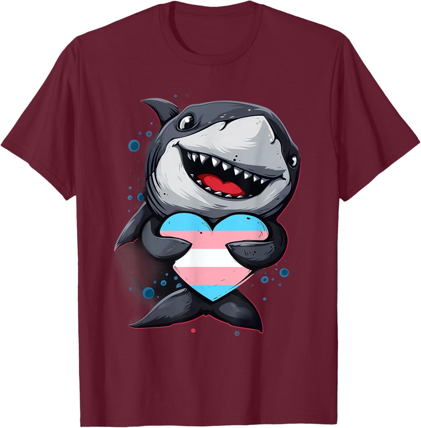 Transsexual Shark Trans Heart Transsexuality Transgender T-Shirt - T-Shirt | Maroon