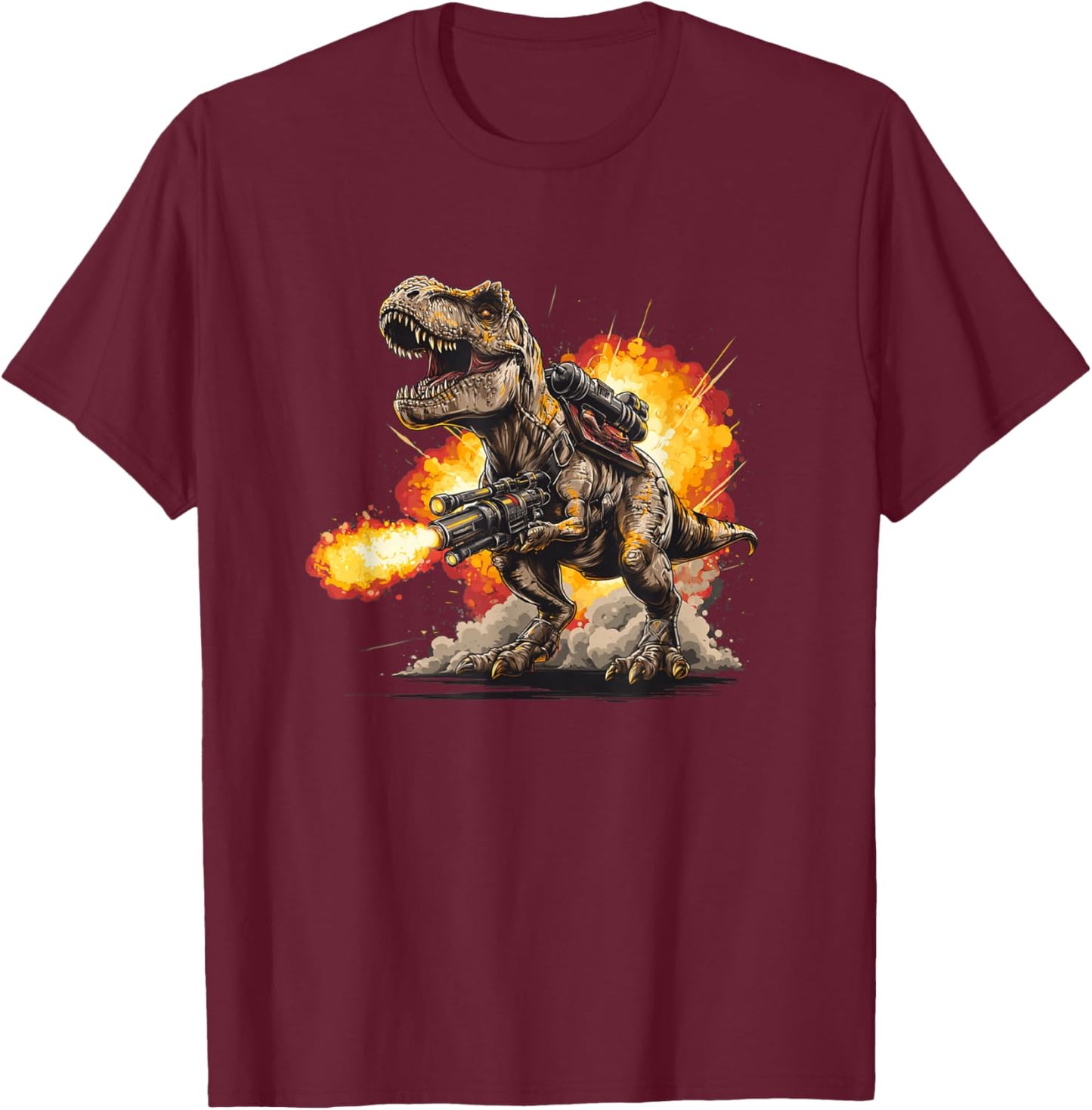 Fire Dinosaur with Flamethrower Costume for Flames Lovers T-Shirt - T-Shirt | Maroon