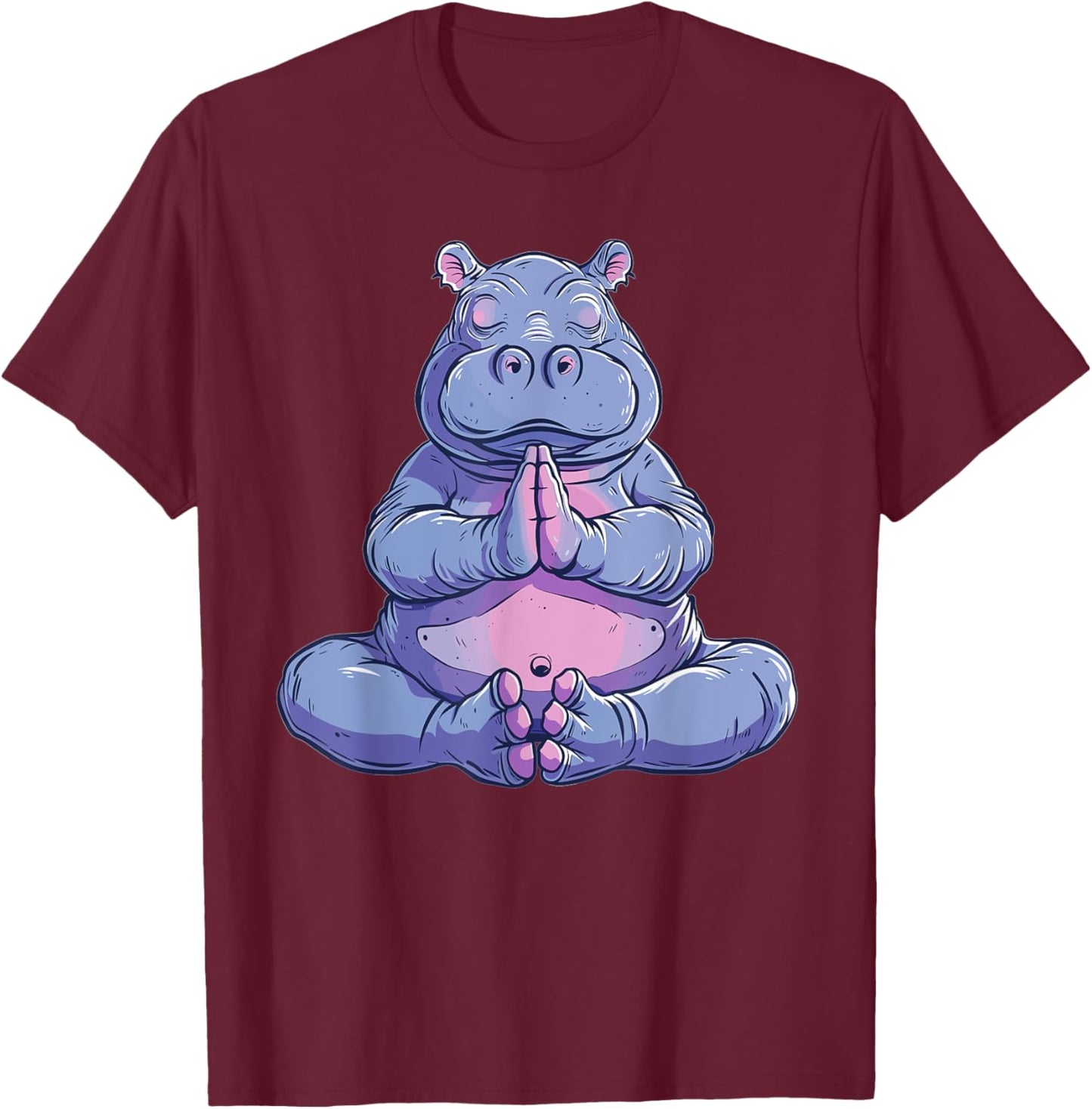 Cute Hippo Yoga T-Shirt - T-Shirt | Maroon
