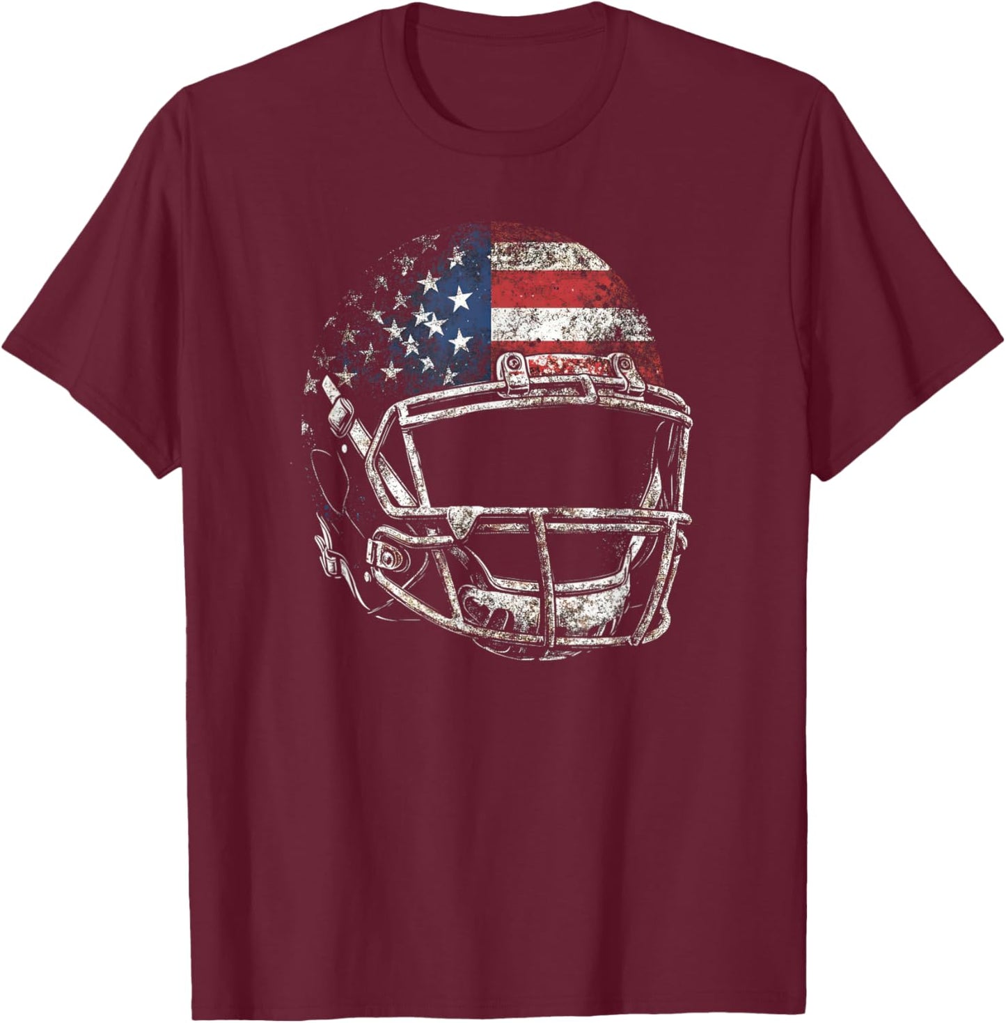 American Football Players Helmet US Flag T-Shirt - T-Shirt | Maroon