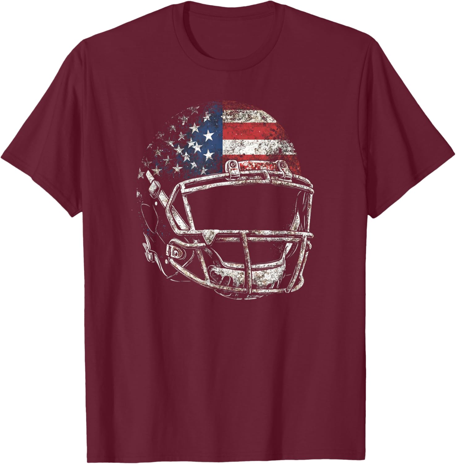 American Football Players Helmet US Flag T-Shirt - T-Shirt | Maroon