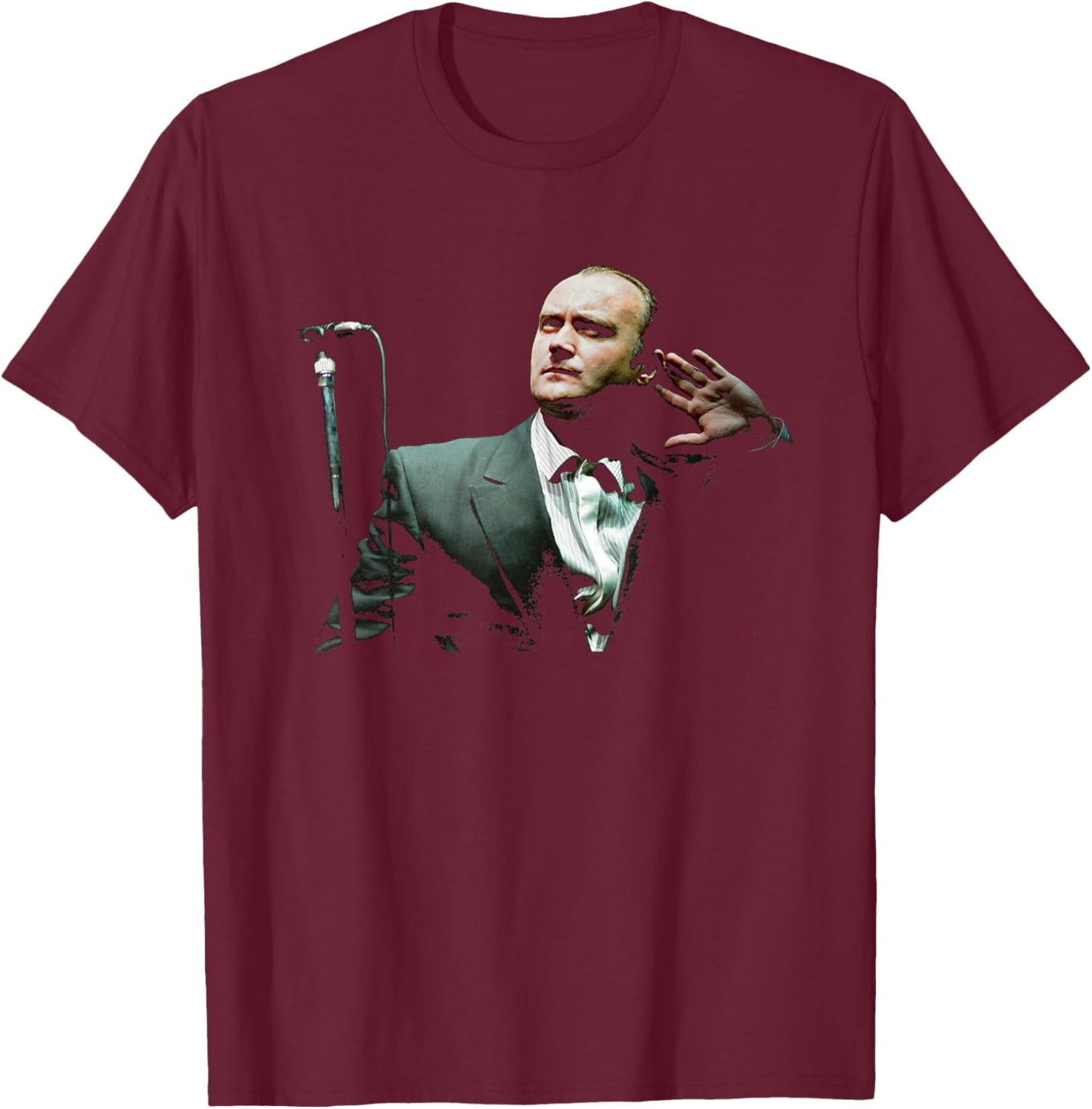 Singer Phil Collins Live On Stage 1990 T-Shirt - T-Shirt | Maroon
