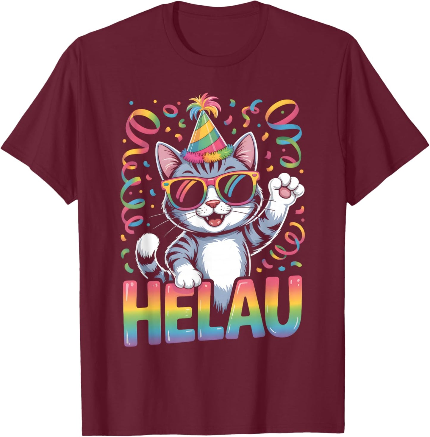 Funny Cat Carnival Costume Carnival Costume Cat Helau T-Shirt - T-Shirt | Maroon