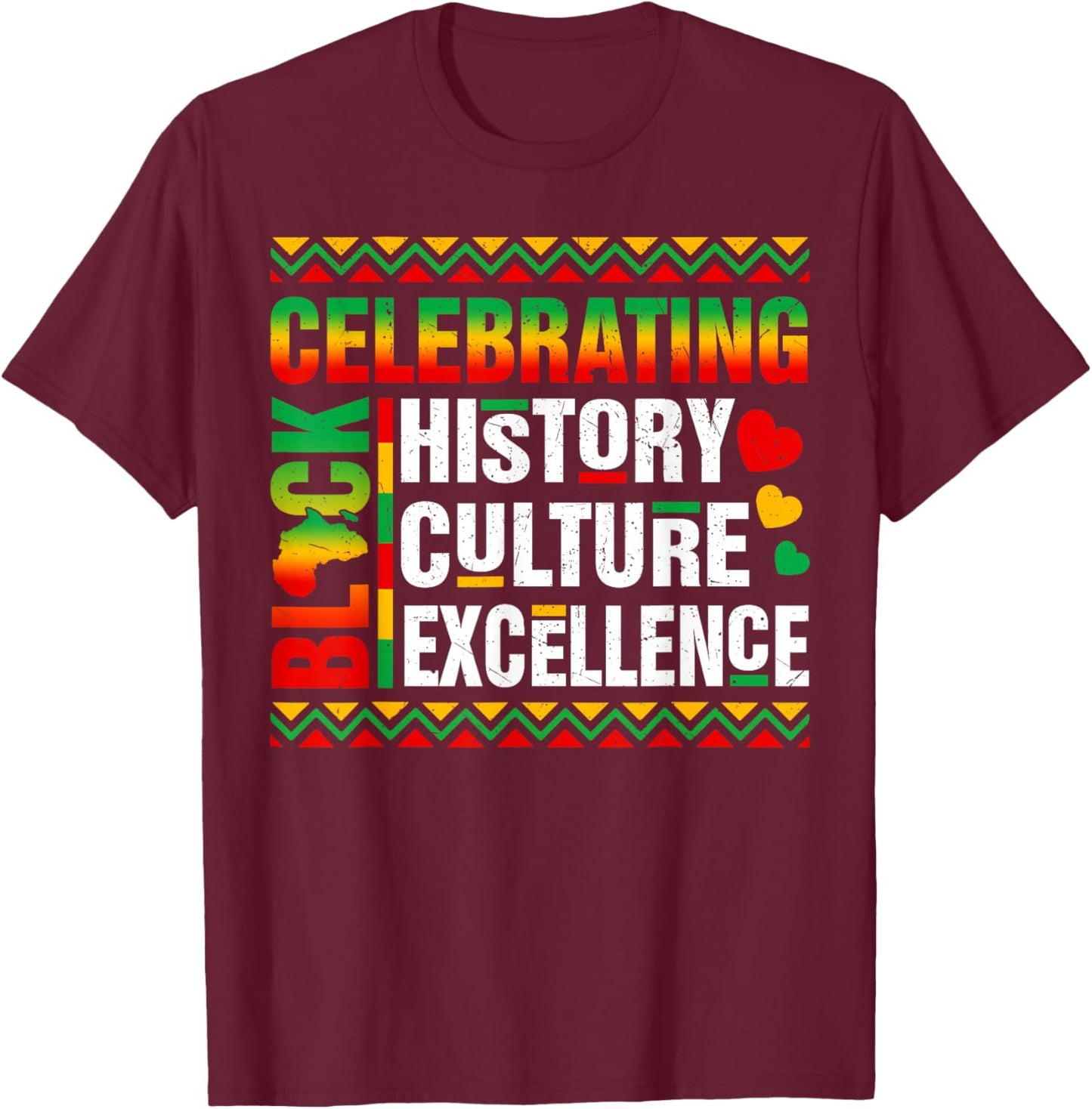 Celebrating Black History Month Afro African Men Women Kid T-Shirt - T-Shirt | Maroon