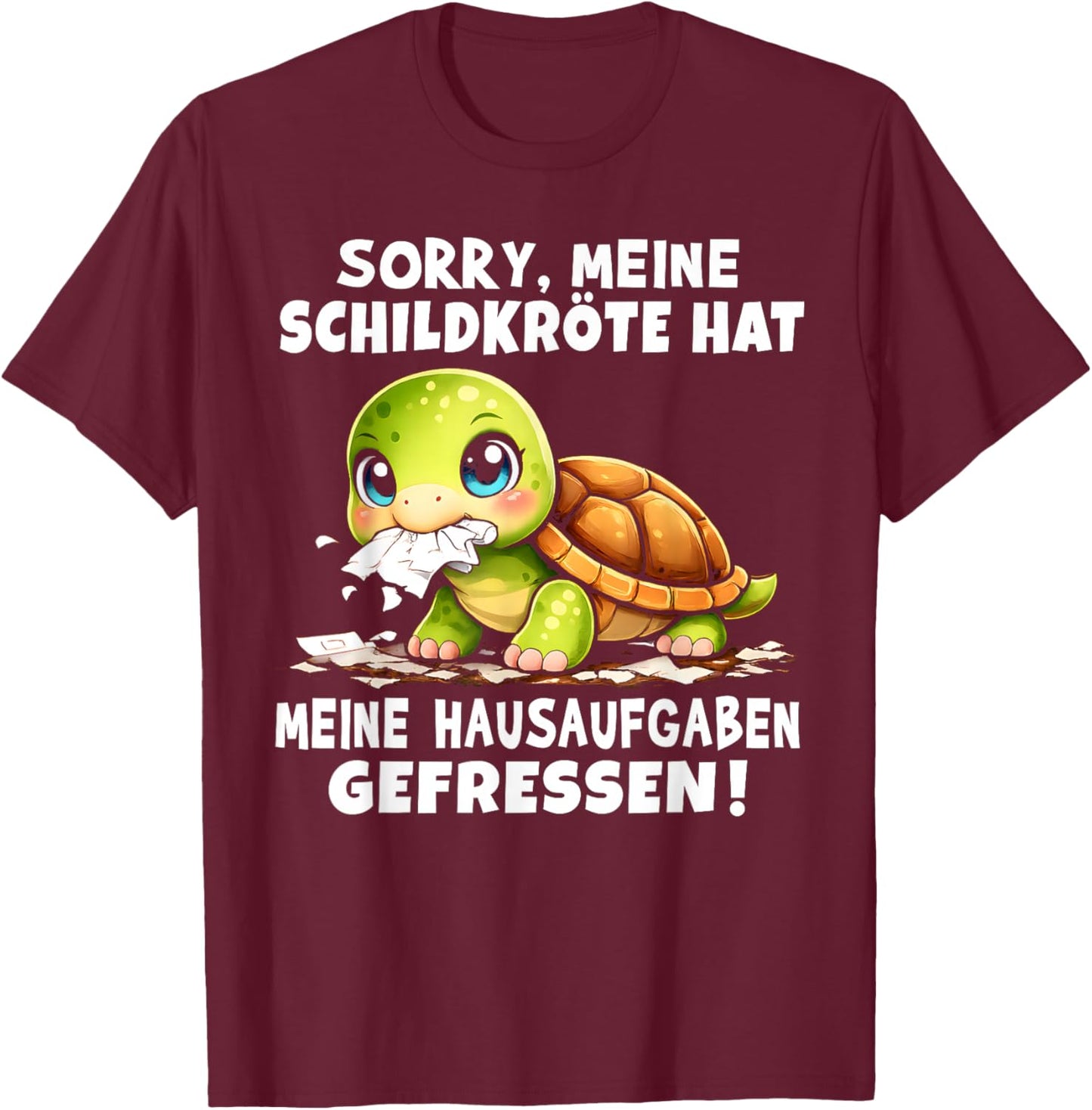 Schildkröte Hausaufgaben Spruch Für Schüler Schule Schulkind T-Shirt - T-Shirt | Maroon