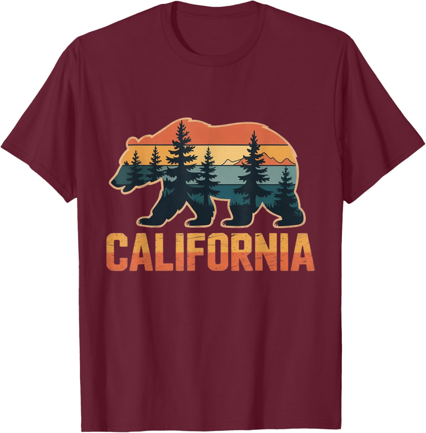 California Bear Vintage Wilderness Graphic T-Shirt - T-Shirt | Maroon