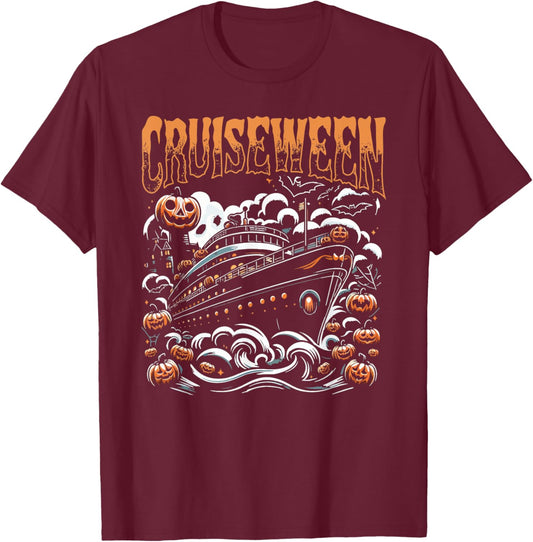 Cruising Designs By MCG.Co Cruiseween Black -Adults & Kids Halloween T-Shirt - T-Shirt | Maroon