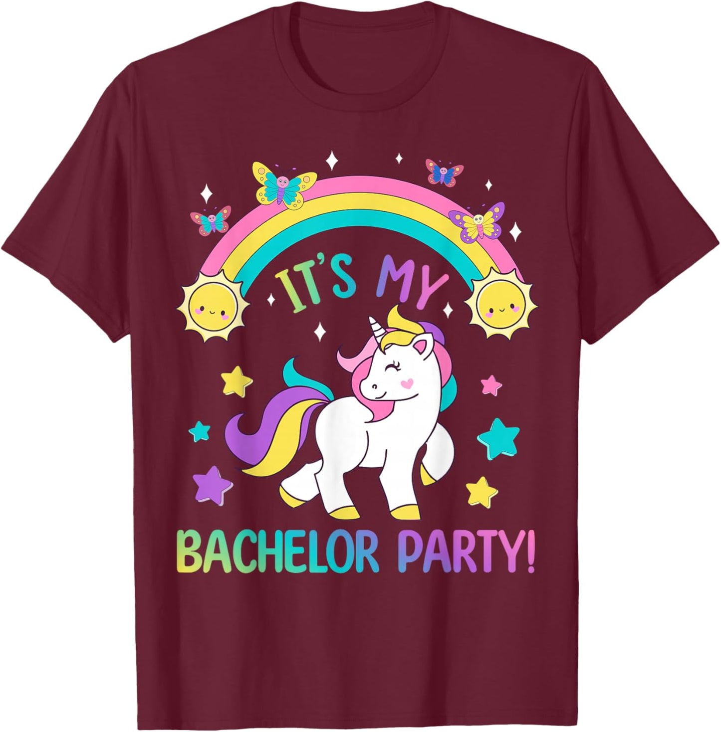 Funny Bachelor Party Groom Unicorn Its My Bachelor Party T-Shirt - T-Shirt | Maroon