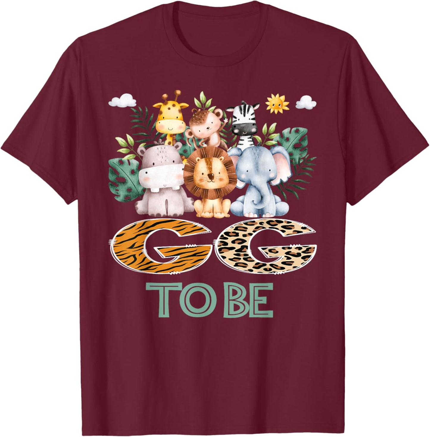 Soon To Be GG Jungle Animal Safari Gender Reveal T-Shirt - T-Shirt | Maroon