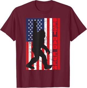 Best Dad Ever Bigfoot Big Foot Sasquatch Father's Day Pa T-Shirt - T-Shirt | Maroon