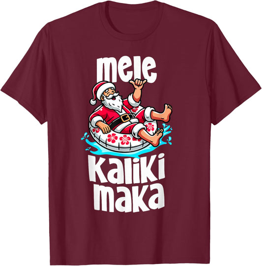 Funny Mele Kalikimaka Family Vacation Hawaiian Christmas T-Shirt - T-Shirt | Maroon
