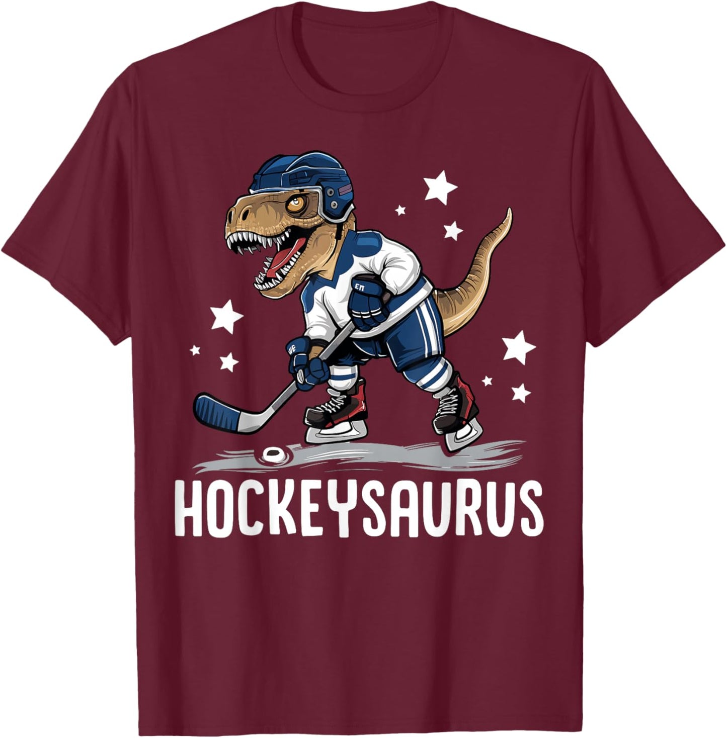 Hockeysaurus Funny Dinosaur Hockey Kids Hockey Boy T-Shirt - T-Shirt | Maroon
