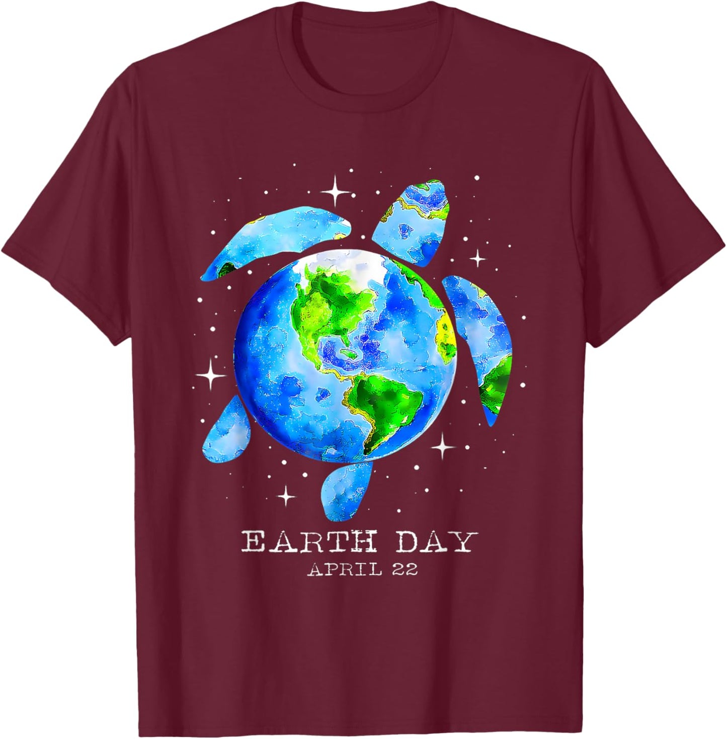 Earth Day 2025 Restore Earth Sea Turtle Art Save the Planet T-Shirt - T-Shirt | Maroon