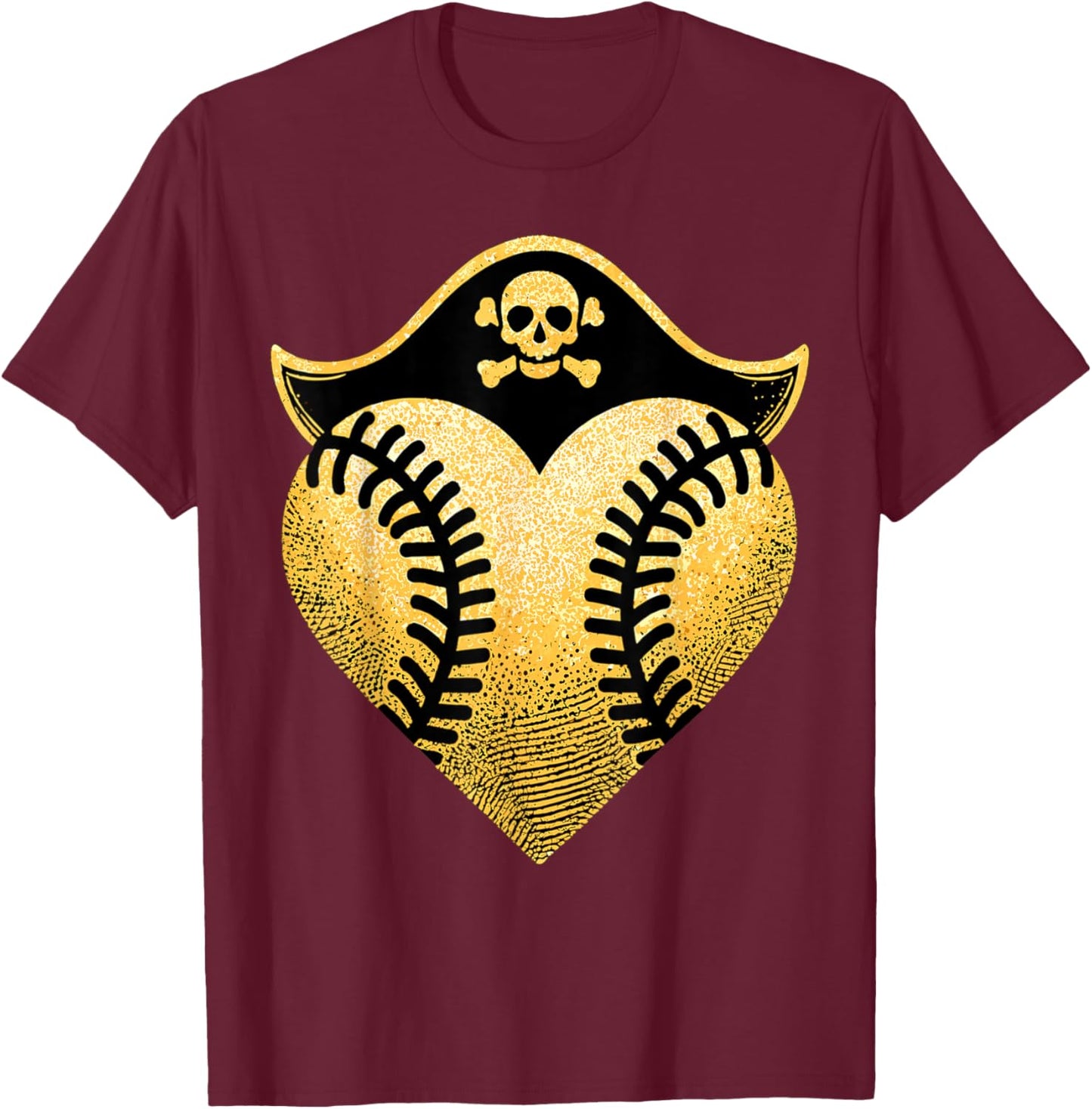 Baseball Pirate Baseball Player T-Shirt - T-Shirt | Maroon