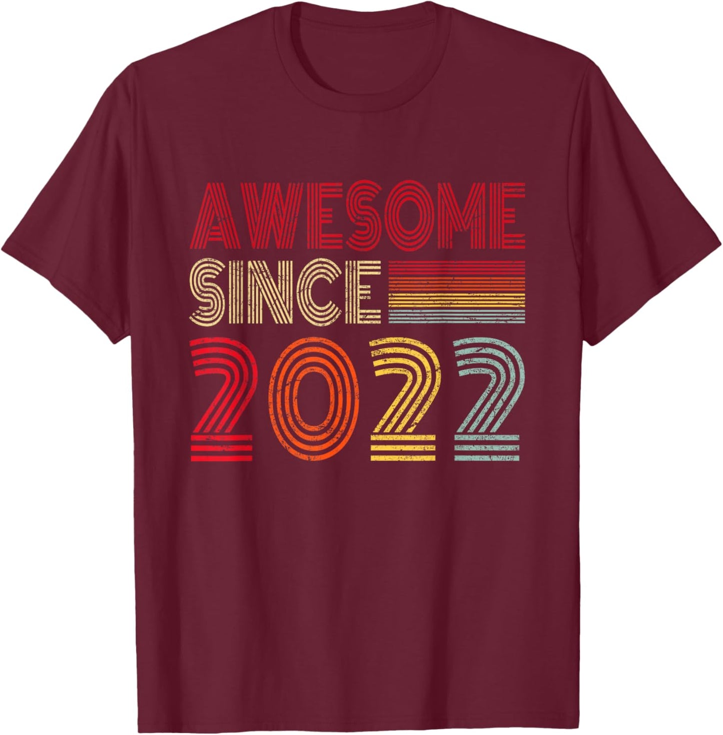 Awesome Since 2022 4th Birthday Retro Vintage Boys Girls T-Shirt - T-Shirt | Maroon