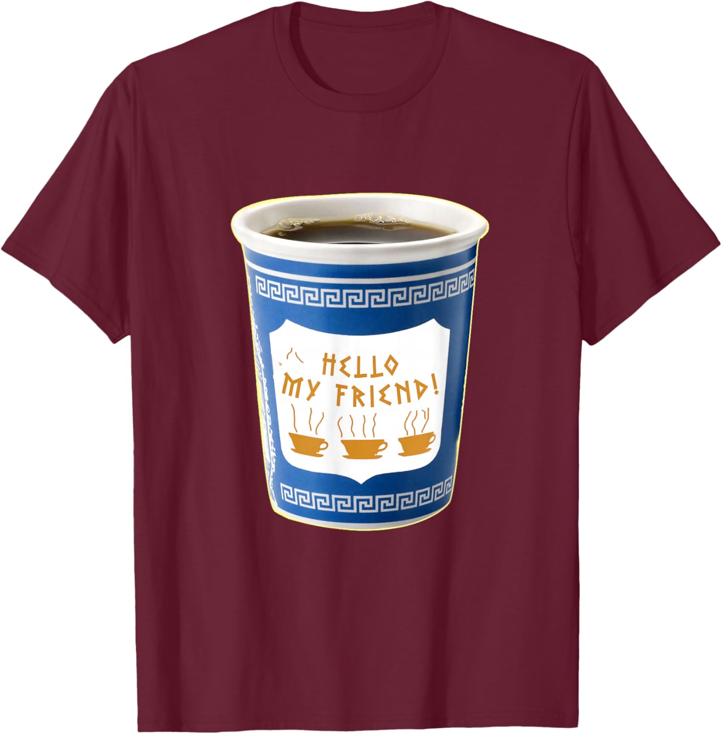 Old School NY New York Hometown Greek Diner Coffee Cup T-Shirt - T-Shirt | Maroon