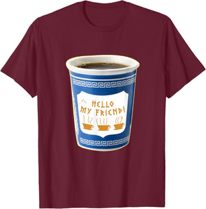 Old School NY New York Hometown Greek Diner Coffee Cup T-Shirt - T-Shirt | Maroon